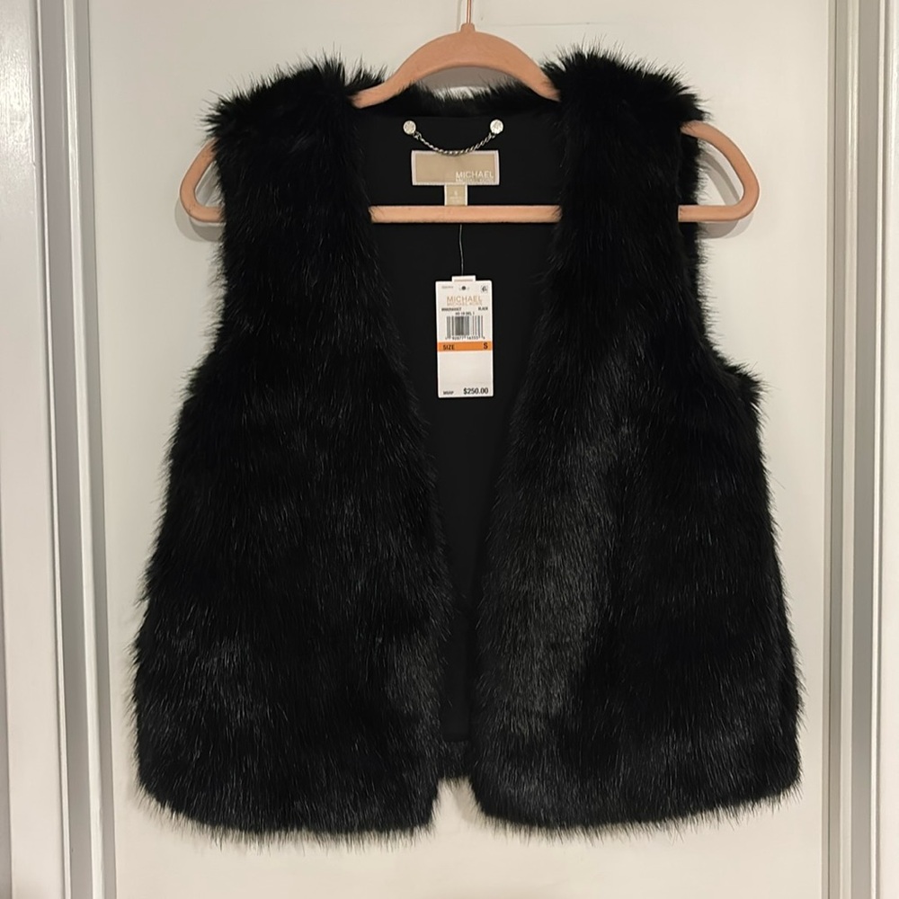 Black Michael Kors Fur Vest NWT